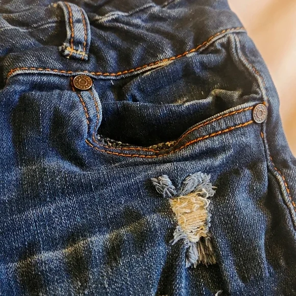 Vintage Y2K Refuge Dark Blue Distressed Skinny Jeans Women's Size 2 - Picture 6 of 16